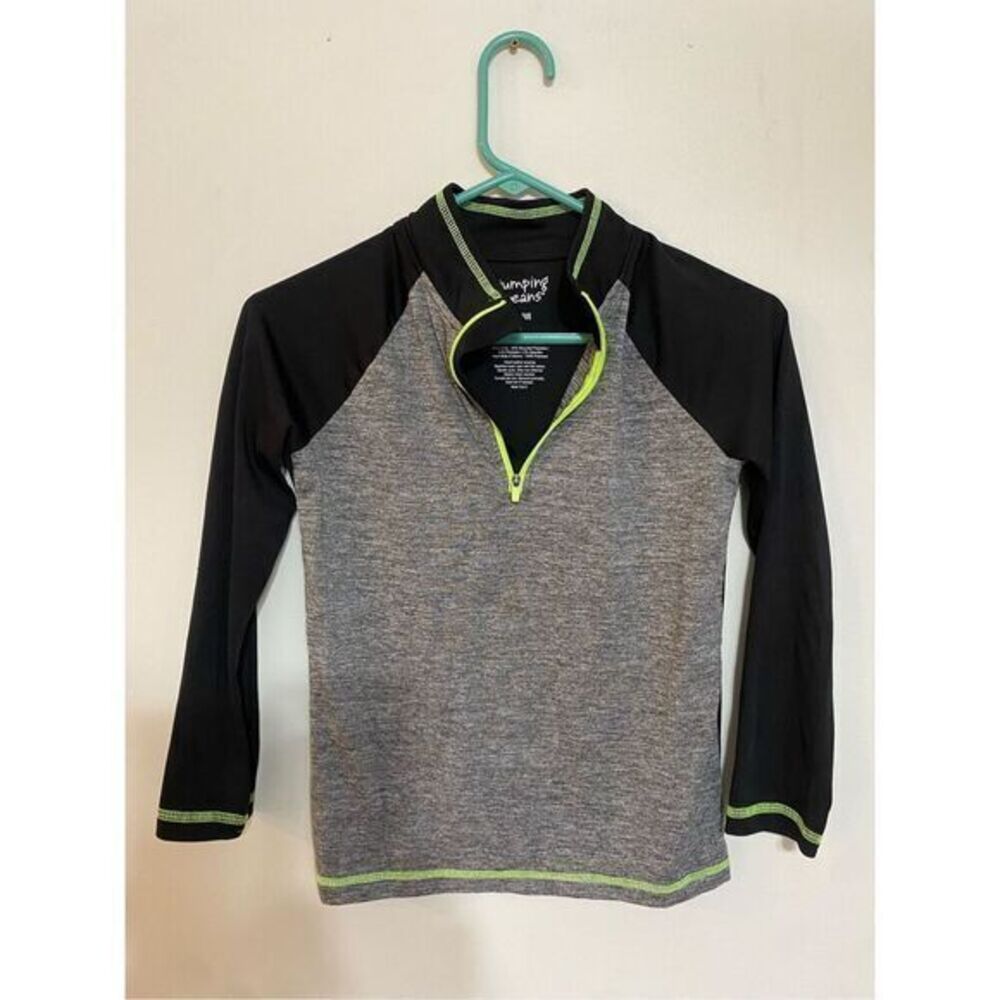 Youth boys size 7, active‎ three-quarter zip pull over gray long sleeve top